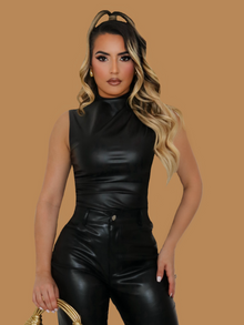  ALL FAUX LEATHER BODYSUIT