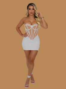  ABSTRACT CORSET WHITE