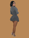 WASHED TWILL COLOR JACKET/ W BUBBLE MINI SKORT SET