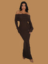 RIBBED OFF SHOULDER MAXI DRESS
