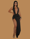 OLIVE OBSESSION BACKLESS MAXI DRESS