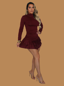  AUBURN CHARM RUFFLE DRESS