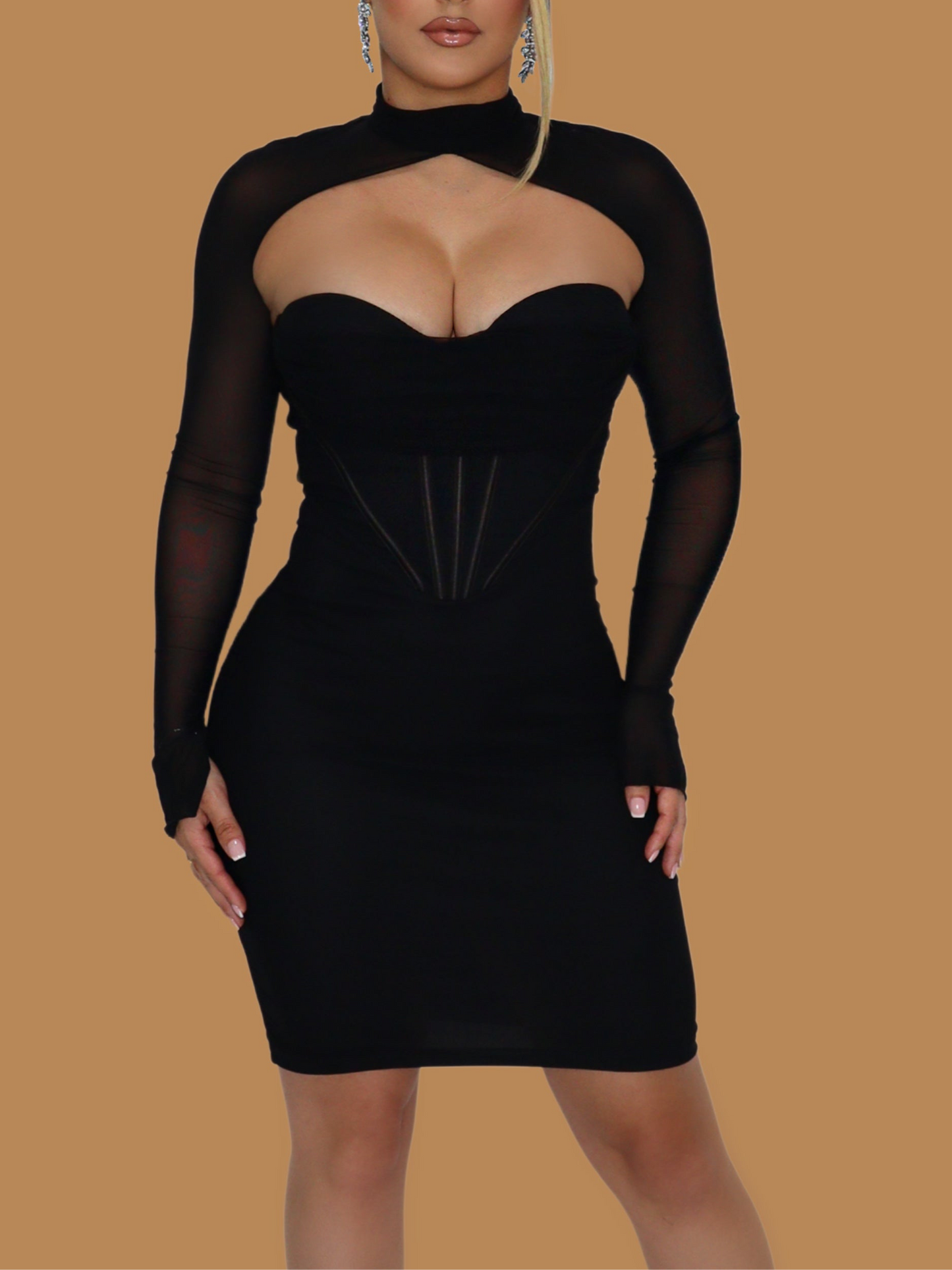CORSET MESH SLEEVE DRESS ENVY BOUTIQUE CORSET MESH SLEEVE DRESS ENVY BOUTIQUE