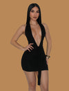 LBD OPEN FRONT MINI DRESS