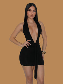 LBD OPEN FRONT MINI DRESS