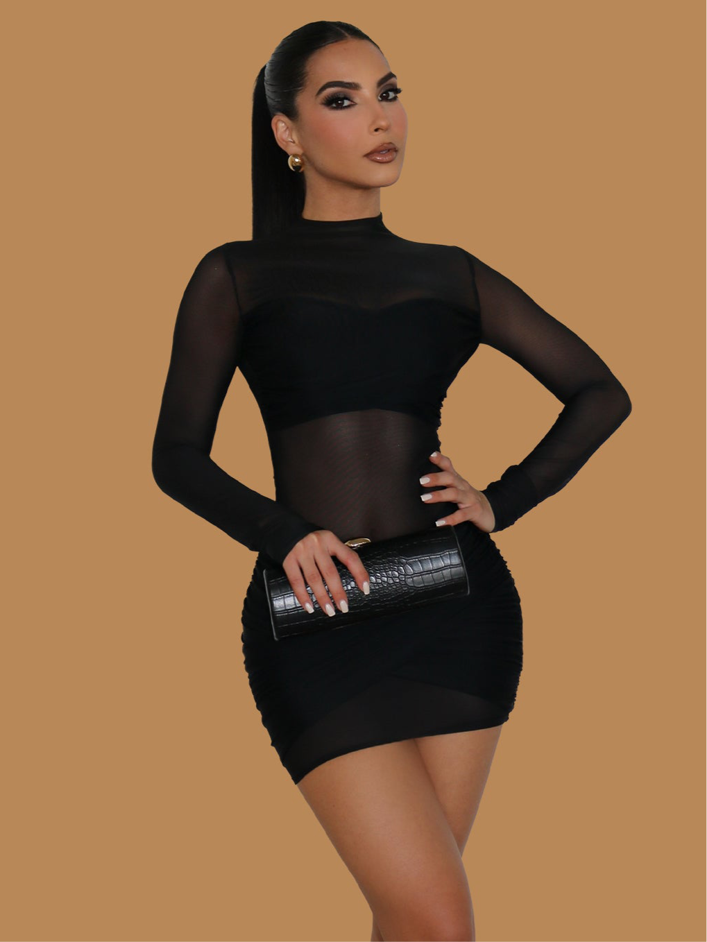 SHEER MESH LONG SLEEVE MINI DRESS – ENVY BOUTIQUE