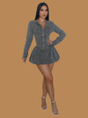 WASHED TWILL COLOR JACKET/ W BUBBLE MINI SKORT SET