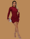 BURGUNDY LONG SLEEVE MINI DRESS