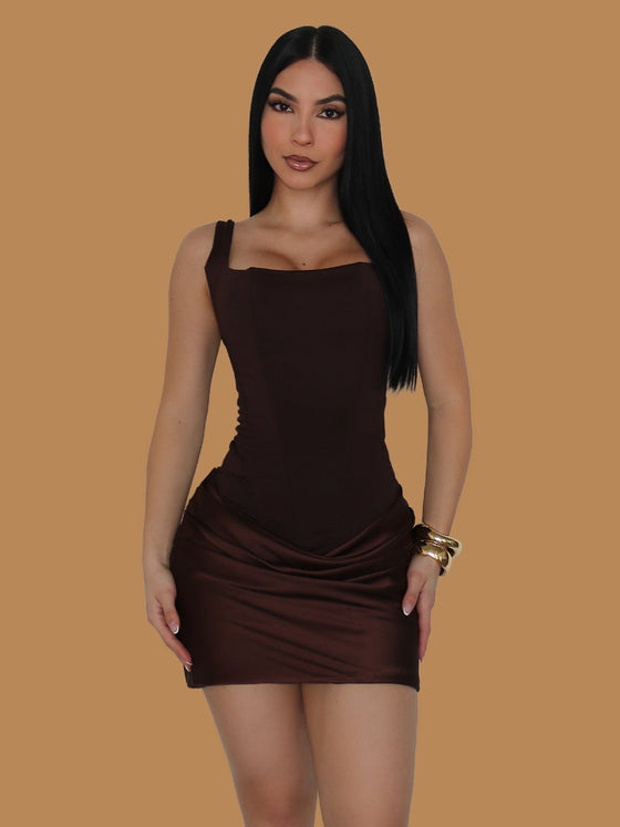 STUNNING SATIN AND CORSET STYLE DRESS