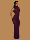 DOUBLE MESH PLUM MAXI DRESS