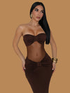 MOCHA MIRAGE STRAPLESS MAXI DRESS