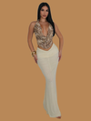 V CUT MESH MAXI SKIRT