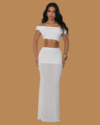 GOLDEN ERA MAXI SKIRT SET WHITE