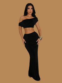 GOLDEN ERA MAXI SKIRT SET BLACK