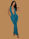 DEEP PLUNGE BACKLESS MAXI DRESS