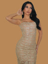 CHAMPAGNE GOLD LACE MAXI DRESS