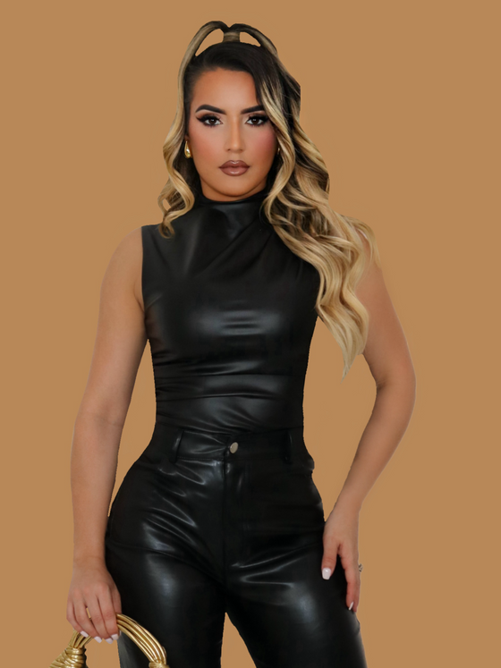 ALL FAUX LEATHER BODYSUIT