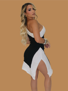  TWO TONE ONE SHOULDER DRESS