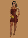 SEQUIN STARFISH SATIN MINI DRESS