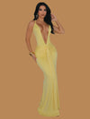 BRAIDED STRAP PLUNGE MAXI DRESS YELLOW