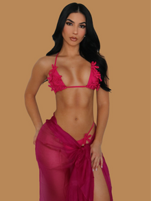  PINK 3D FLORAL THONG BIKINI - PRE ORDER 08/26