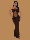 MOCHA MIRAGE STRAPLESS MAXI DRESS
