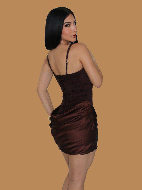 STUNNING SATIN AND CORSET STYLE DRESS