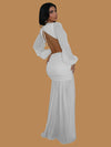 GOLDEN GIRL PLUNGE MAXI DRESS WHITE