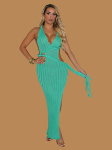  TANGLED IN TEAL BRAIDED DRESS
