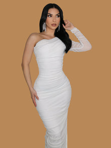  ANGEL ONE SLEEVE MESH MIDI DRESS