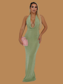  SAGE DRAPE MAXI DRESS