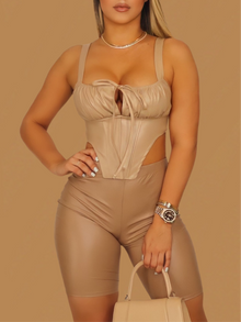  PERFECT FIT FAUX LEATHER BIKER SHORT