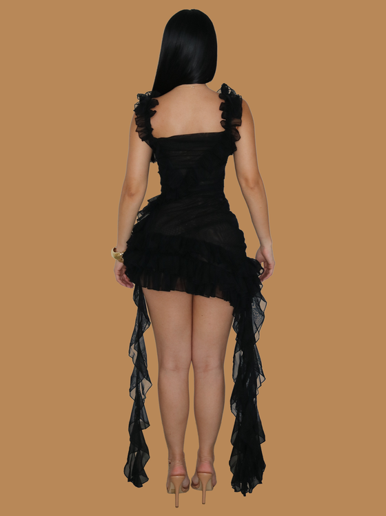 RUFFLE DRESS BLACK