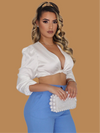 SATIN CROP TOP BLOUSE