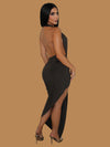 OLIVE OBSESSION BACKLESS MAXI DRESS
