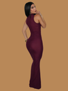 DOUBLE MESH PLUM MAXI DRESS