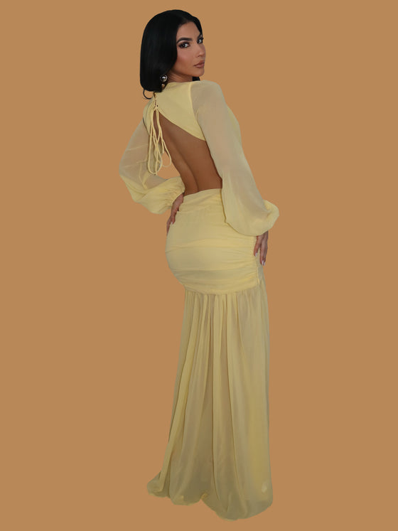 GOLDEN GIRL PLUNGE MAXI DRESS