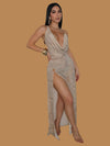 LEOPARD PRINT DRAPE MAXI DRESS