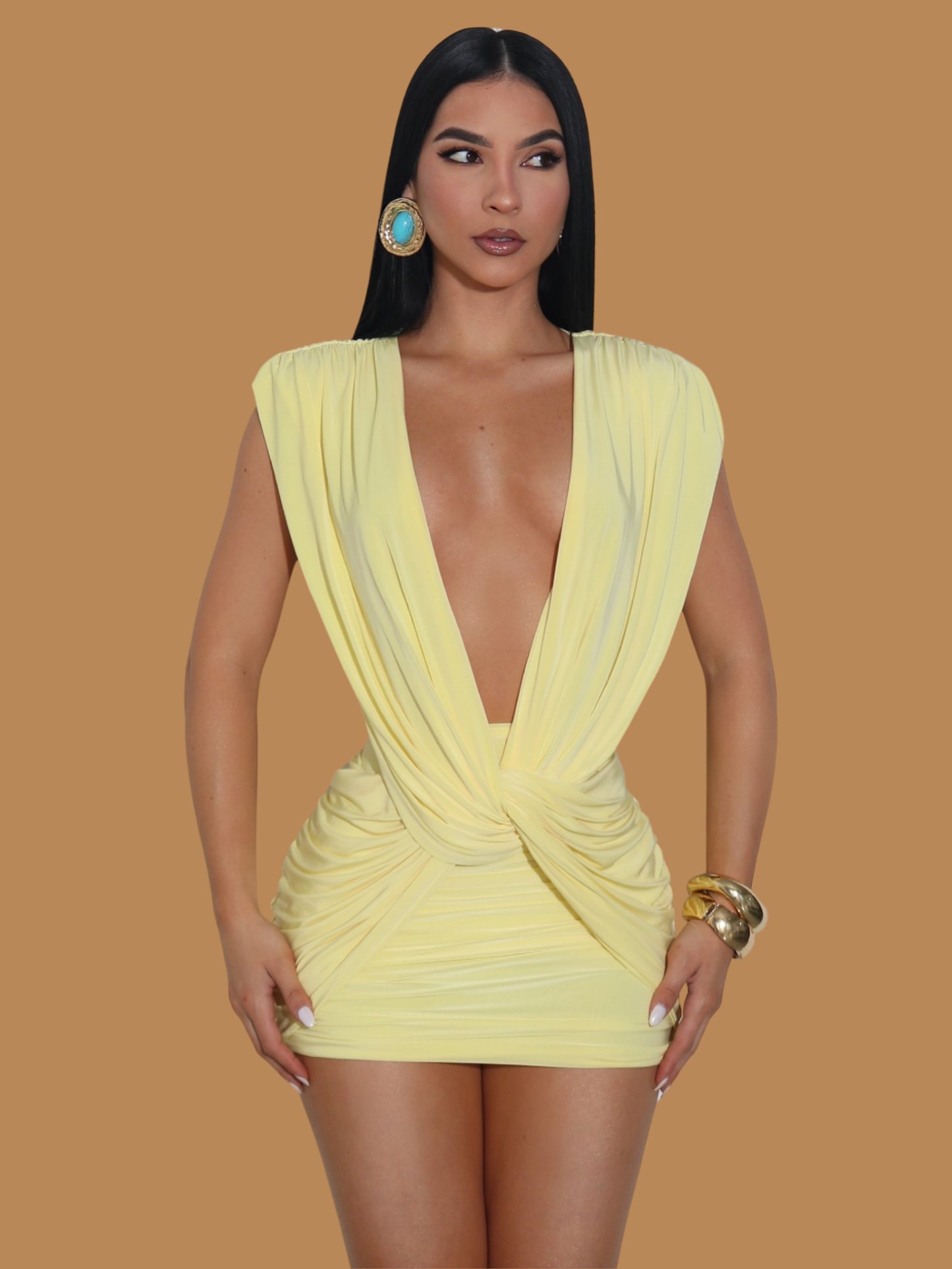 butter yellow short dress Triz Chic Yellow / M Similar to brands like VICI Butter Yellow Sequin Mini Dress