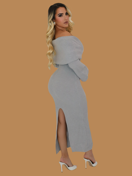 COZY KNIT SWEATER MIDI DRESS