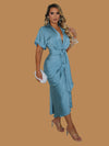 GLAM SATIN WRAP DRESS