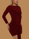 CLASSY LONG SLEEVE KNOTTED MINI DRESS