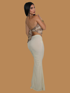 V CUT MESH MAXI SKIRT