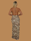 ZEBRA PRINT DRAPE MAXI DRESS