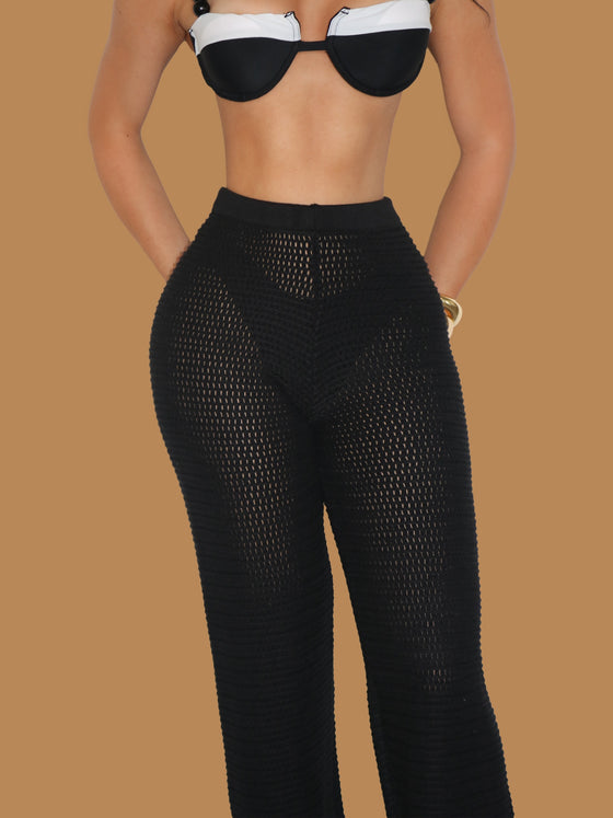 BLACK CROCHET COVER UP PANT