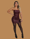 BURGUNDY FAUX LEATHER DRESS