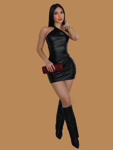  SIMPLE FAUX LEATHER DRESS