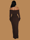 RIBBED OFF SHOULDER MAXI DRESS