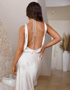 WHITE DRAPE OPEN BACK MAXI