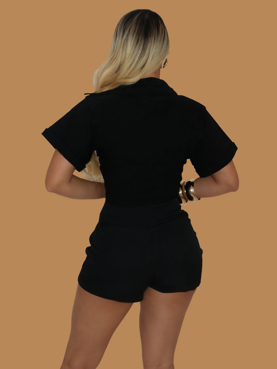 BLACK ASYMMETRIC SKORT